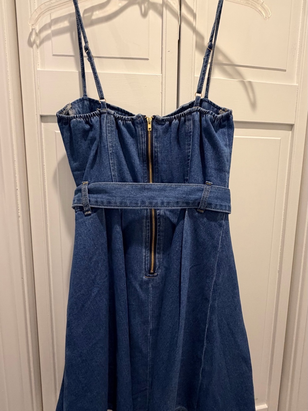 Country Concert Ready!! Denim Fit-and-Flare Mini Dress with Belt - Picture 5 of 5